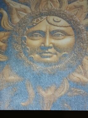 Sun Face Wall Art Canvas in Blue and Gold - Unbranded Tote Bag